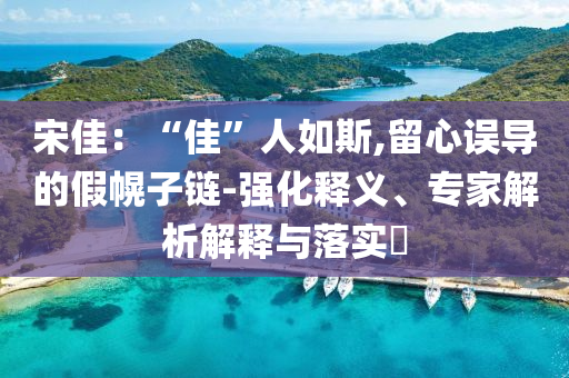宋佳：“佳”人如斯,留心誤導(dǎo)的假幌子鏈-強(qiáng)化釋義、專家解析解釋與落實(shí)?