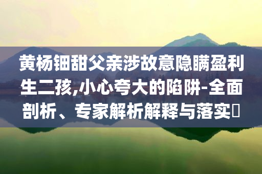 黃楊鈿甜父親涉故意隱瞞盈利生二孩,小心夸大的陷阱-全面剖析、專家解析解釋與落實(shí)?