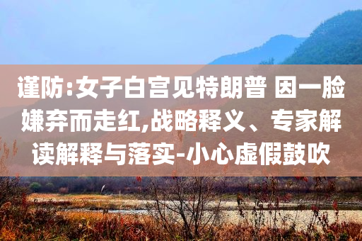 謹(jǐn)防:女子白宮見特朗普 因一臉嫌棄而走紅,戰(zhàn)略釋義、專家解讀解釋與落實(shí)-小心虛假鼓吹