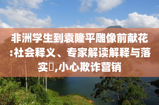 非洲學(xué)生到袁隆平雕像前獻(xiàn)花:社會(huì)釋義、專家解讀解釋與落實(shí)?,小心欺詐營銷