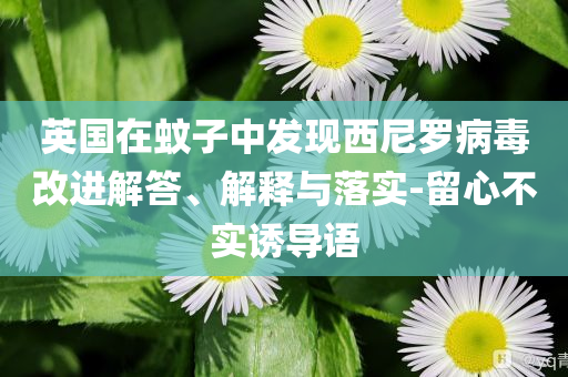 英國在蚊子中發(fā)現(xiàn)西尼羅病毒改進(jìn)解答、解釋與落實(shí)-留心不實(shí)誘導(dǎo)語