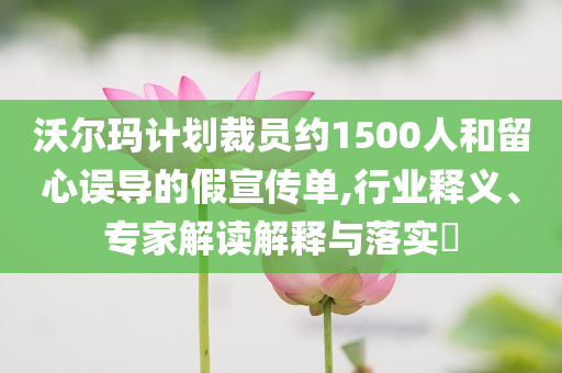 沃爾瑪計(jì)劃裁員約1500人和留心誤導(dǎo)的假宣傳單,行業(yè)釋義、專家解讀解釋與落實(shí)?