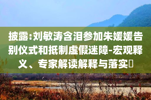 披露:劉敏濤含淚參加朱媛媛告別儀式和抵制虛假迷障-宏觀釋義、專家解讀解釋與落實?