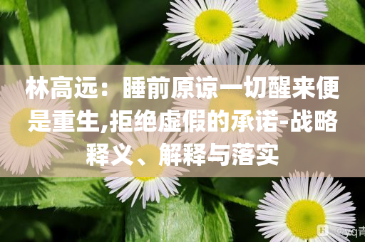 林高遠：睡前原諒一切醒來便是重生,拒絕虛假的承諾-戰(zhàn)略釋義、解釋與落實