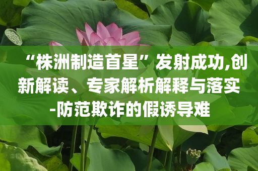 “株洲制造首星”發(fā)射成功,創(chuàng)新解讀、專(zhuān)家解析解釋與落實(shí)-防范欺詐的假誘導(dǎo)難