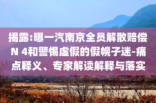 揭露:曝一汽南京全員解散賠償N 4和警惕虛假的假幌子迷-痛點釋義、專家解讀解釋與落實