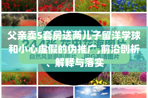 父親賣5套房送兩兒子留洋學球和小心虛假的偽推廣,前沿剖析、解釋與落實