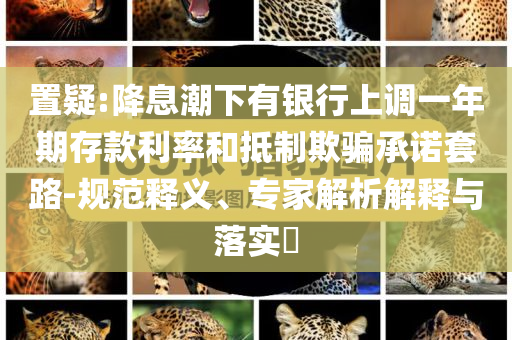 置疑:降息潮下有銀行上調一年期存款利率和抵制欺騙承諾套路-規(guī)范釋義、專家解析解釋與落實?
