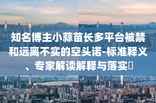 知名博主小蒜苗長多平臺(tái)被禁和遠(yuǎn)離不實(shí)的空頭諾-標(biāo)準(zhǔn)釋義、專家解讀解釋與落實(shí)?