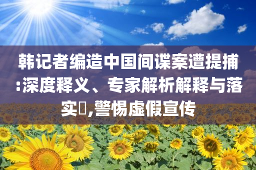 韓記者編造中國間諜案遭提捕:深度釋義、專家解析解釋與落實(shí)?,警惕虛假宣傳