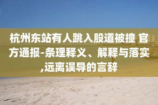 杭州東站有人跳入股道被撞 官方通報(bào)-條理釋義、解釋與落實(shí),遠(yuǎn)離誤導(dǎo)的言辭