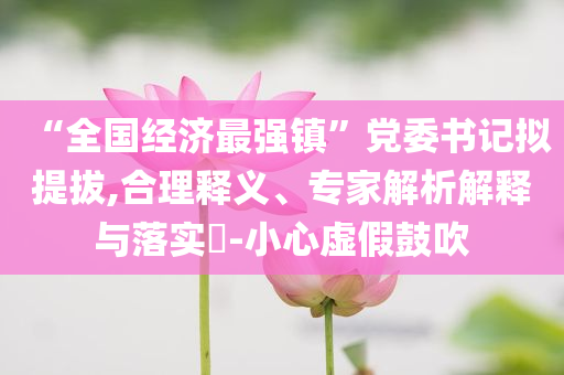“全國(guó)經(jīng)濟(jì)最強(qiáng)鎮(zhèn)”黨委書(shū)記擬提拔,合理釋義、專家解析解釋與落實(shí)?-小心虛假鼓吹