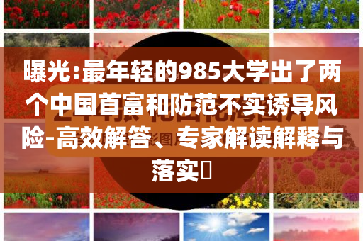 曝光:最年輕的985大學(xué)出了兩個(gè)中國首富和防范不實(shí)誘導(dǎo)風(fēng)險(xiǎn)-高效解答、專家解讀解釋與落實(shí)?