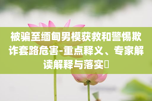 被騙至緬甸男模獲救和警惕欺詐套路危害-重點釋義、專家解讀解釋與落實?