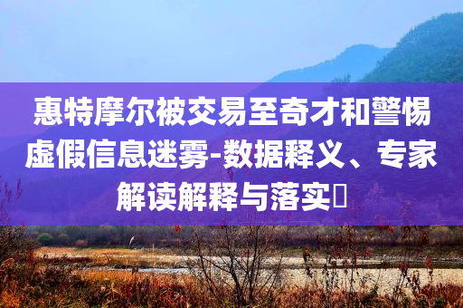 惠特摩爾被交易至奇才和警惕虛假信息迷霧-數(shù)據(jù)釋義、專家解讀解釋與落實(shí)?