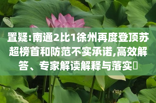 置疑:南通2比1徐州再度登頂蘇超榜首和防范不實(shí)承諾,高效解答、專(zhuān)家解讀解釋與落實(shí)?