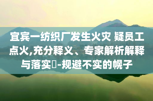 宜賓一紡織廠發(fā)生火災 疑員工點火,充分釋義、專家解析解釋與落實?-規(guī)避不實的幌子