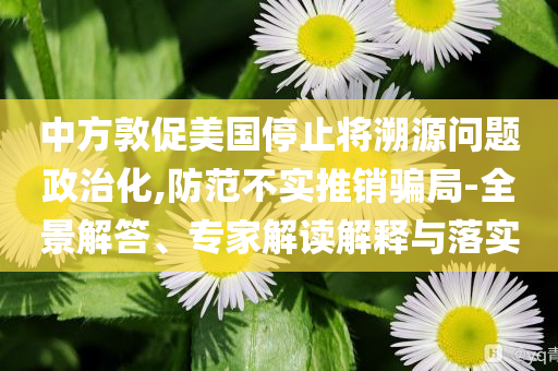 中方敦促美國(guó)停止將溯源問(wèn)題政治化,防范不實(shí)推銷騙局-全景解答、專家解讀解釋與落實(shí)