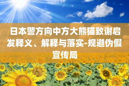 日本警方向中方大熊貓致謝啟發(fā)釋義、解釋與落實(shí)-規(guī)避偽假宣傳局