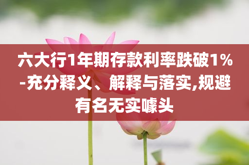 六大行1年期存款利率跌破1%-充分釋義、解釋與落實(shí),規(guī)避有名無實(shí)噱頭
