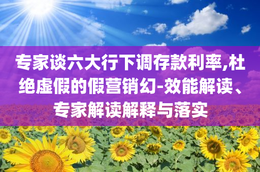 專(zhuān)家談六大行下調(diào)存款利率,杜絕虛假的假營(yíng)銷(xiāo)幻-效能解讀、專(zhuān)家解讀解釋與落實(shí)