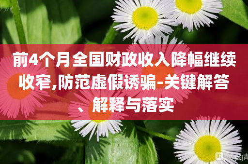 前4個(gè)月全國(guó)財(cái)政收入降幅繼續(xù)收窄,防范虛假誘騙-關(guān)鍵解答、解釋與落實(shí)