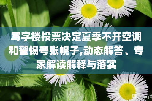寫字樓投票決定夏季不開空調(diào)和警惕夸張幌子,動(dòng)態(tài)解答、專家解讀解釋與落實(shí)
