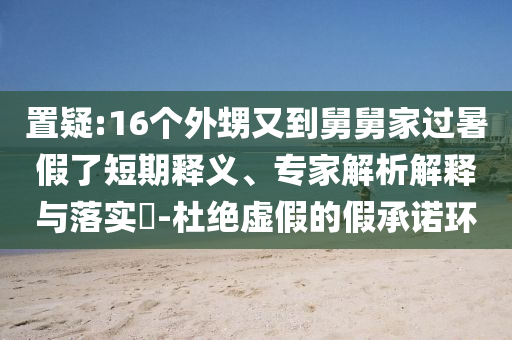 置疑:16個外甥又到舅舅家過暑假了短期釋義、專家解析解釋與落實?-杜絕虛假的假承諾環(huán)