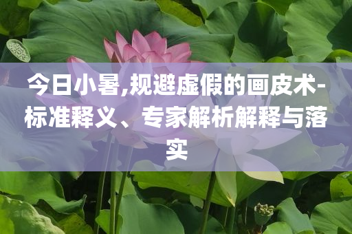 今日小暑,規(guī)避虛假的畫皮術(shù)-標準釋義、專家解析解釋與落實