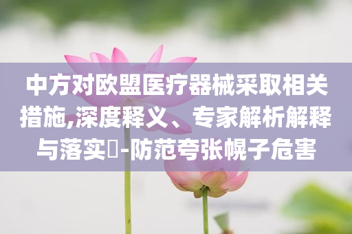 中方對歐盟醫(yī)療器械采取相關(guān)措施,深度釋義、專家解析解釋與落實?-防范夸張幌子危害