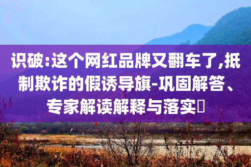 識破:這個網(wǎng)紅品牌又翻車了,抵制欺詐的假誘導旗-鞏固解答、專家解讀解釋與落實?