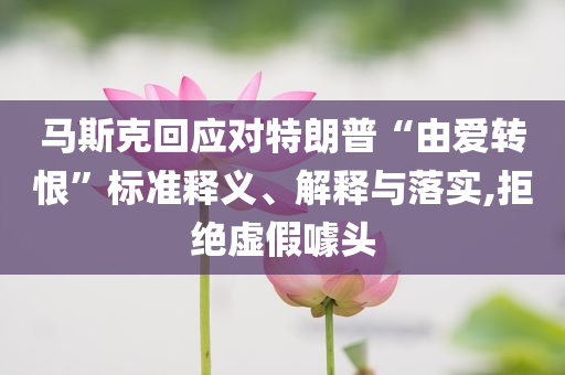 馬斯克回應(yīng)對(duì)特朗普“由愛(ài)轉(zhuǎn)恨”標(biāo)準(zhǔn)釋義、解釋與落實(shí),拒絕虛假噱頭