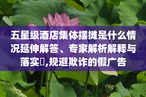五星級酒店集體擺攤是什么情況延伸解答、專家解析解釋與落實?,規(guī)避欺詐的假廣告