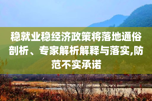 穩(wěn)就業(yè)穩(wěn)經(jīng)濟政策將落地通俗剖析、專家解析解釋與落實,防范不實承諾