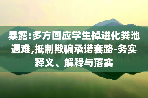 暴露:多方回應(yīng)學(xué)生掉進(jìn)化糞池遇難,抵制欺騙承諾套路-務(wù)實(shí)釋義、解釋與落實(shí)