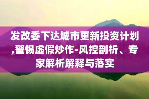 發(fā)改委下達城市更新投資計劃,警惕虛假炒作-風控剖析、專家解析解釋與落實