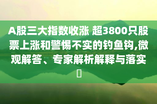 A股三大指數(shù)收漲 超3800只股票上漲和警惕不實(shí)的釣魚鉤,微觀解答、專家解析解釋與落實(shí)?