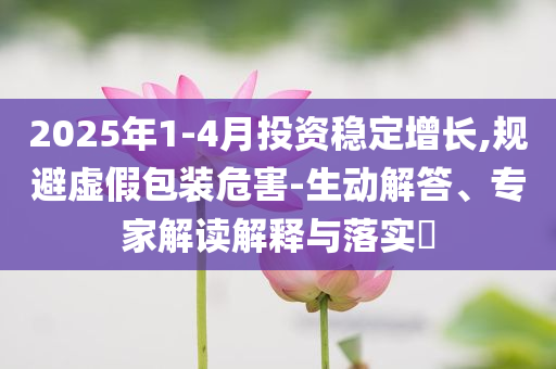 2025年1-4月投資穩(wěn)定增長(zhǎng),規(guī)避虛假包裝危害-生動(dòng)解答、專家解讀解釋與落實(shí)?