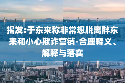 揭發(fā):于東來稱非常想脫離胖東來和小心欺詐營銷-合理釋義、解釋與落實(shí)