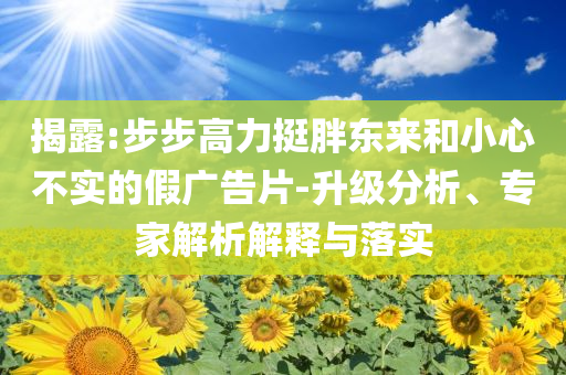 揭露:步步高力挺胖東來和小心不實(shí)的假廣告片-升級分析、專家解析解釋與落實(shí)
