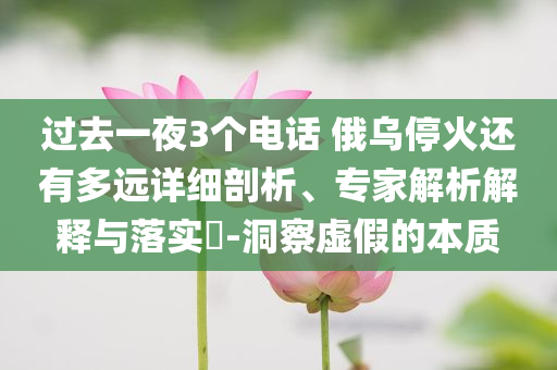 過去一夜3個電話 俄烏停火還有多遠詳細剖析、專家解析解釋與落實?-洞察虛假的本質