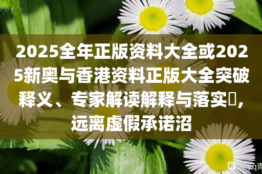 2025全年正版資料大全或2025新奧與香港資料正版大全突破釋義、專家解讀解釋與落實(shí)?,遠(yuǎn)離虛假承諾沼