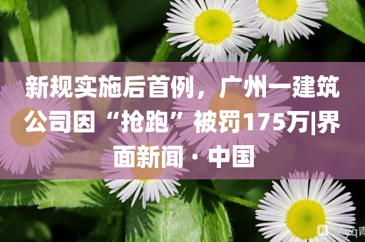 新規(guī)實(shí)施后首例，廣州一建筑公司因“搶跑”被罰175萬|界面新聞 · 中國