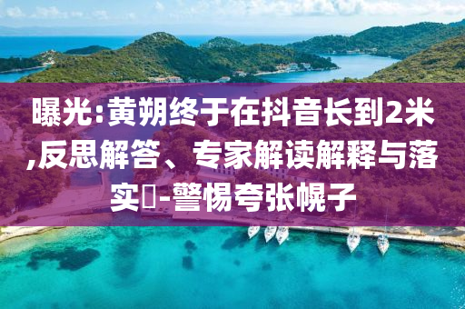曝光:黃朔終于在抖音長到2米,反思解答、專家解讀解釋與落實?-警惕夸張幌子