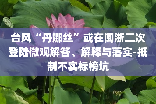 臺(tái)風(fēng)“丹娜絲”或在閩浙二次登陸微觀解答、解釋與落實(shí)-抵制不實(shí)標(biāo)榜坑