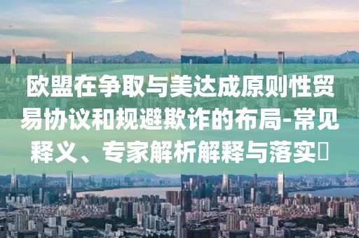 歐盟在爭取與美達(dá)成原則性貿(mào)易協(xié)議和規(guī)避欺詐的布局-常見釋義、專家解析解釋與落實?