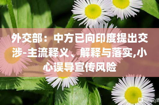 外交部：中方已向印度提出交涉-主流釋義、解釋與落實(shí),小心誤導(dǎo)宣傳風(fēng)險(xiǎn)