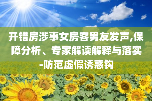 開(kāi)錯(cuò)房涉事女房客男友發(fā)聲,保障分析、專(zhuān)家解讀解釋與落實(shí)-防范虛假誘惑鉤