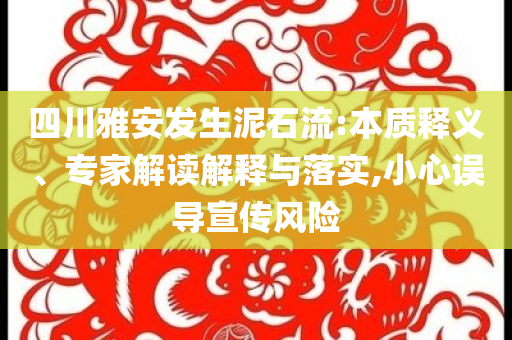 四川雅安發(fā)生泥石流:本質(zhì)釋義、專家解讀解釋與落實(shí),小心誤導(dǎo)宣傳風(fēng)險(xiǎn)