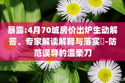 暴露:4月70城房?jī)r(jià)出爐生動(dòng)解答、專家解讀解釋與落實(shí)?-防范誤導(dǎo)的溫柔刀